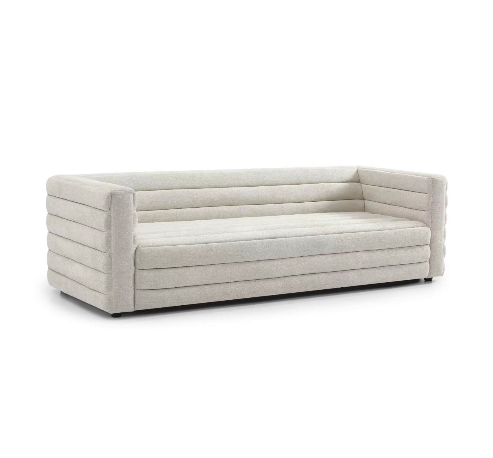 Modern White Stripe 2-Seater Loveseat for Living Room