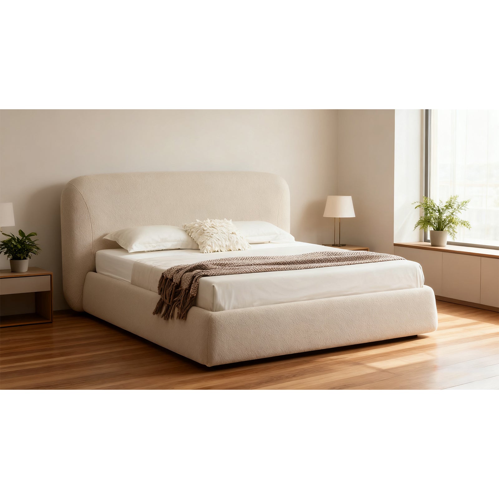 Modern Simple Cotton Velvet Floor Bed