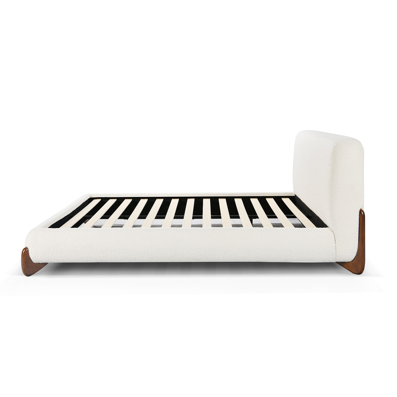 Luxury Solid Wood Velvet Bed Frame - Low Profile Platform Floor Bed