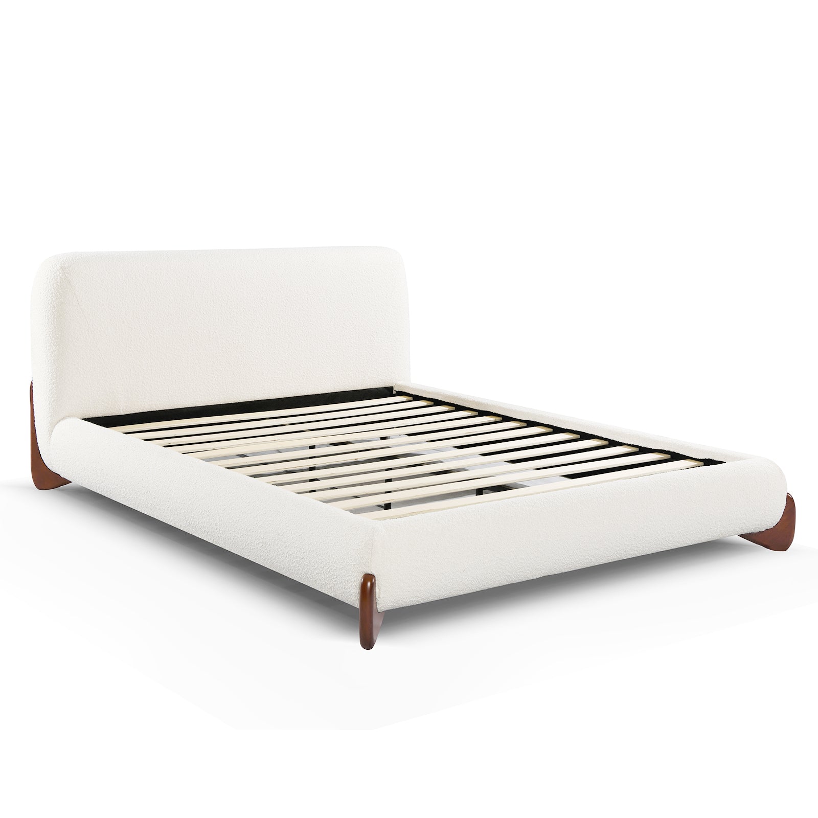 Luxury Solid Wood Velvet Bed Frame - Low Profile Platform Floor Bed
