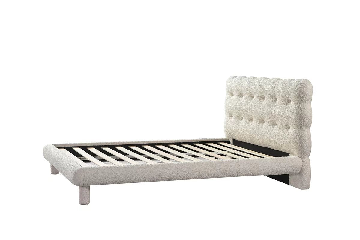 Light luxury Teddy fabric bed frame low platform bed