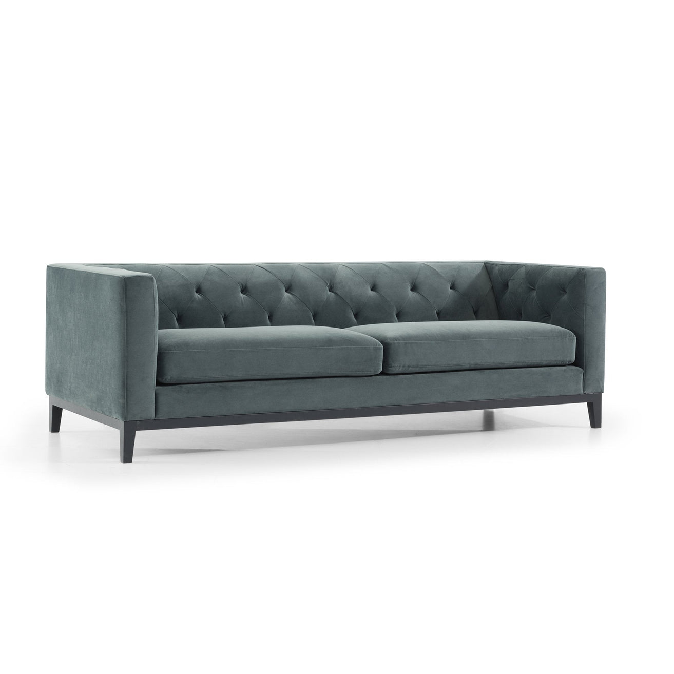 Ex Display - Esther 3 Seater Sofa - Shadow Grey Velvet with Black Base