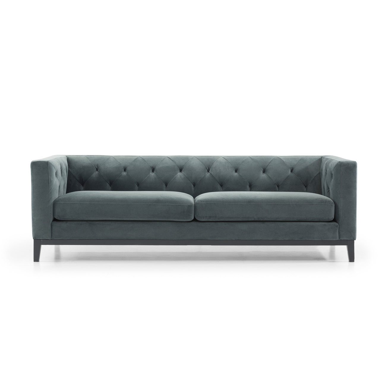 Ex Display - Esther 3 Seater Sofa - Shadow Grey Velvet with Black Base