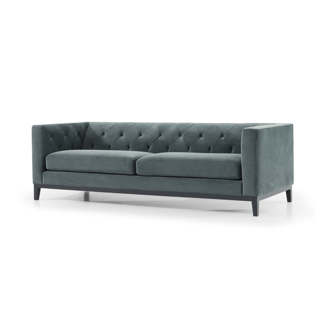 Ex Display - Esther 3 Seater Sofa - Shadow Grey Velvet with Black Base