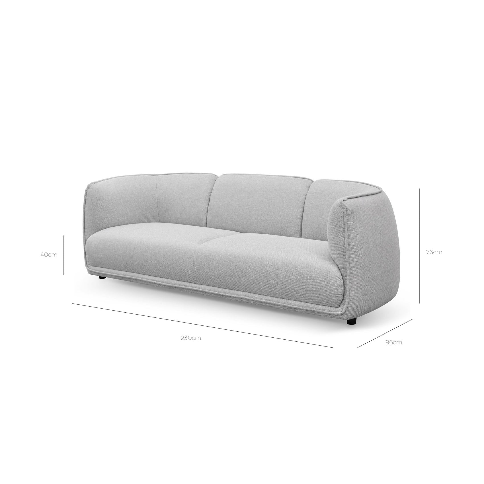 Chapman 3 Seater Fabric Sofa- Light Texture Grey