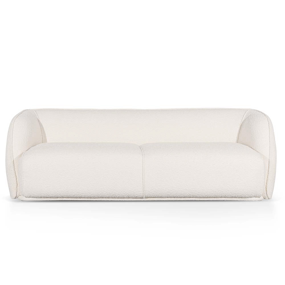 Troy 3 Seater Fabric Sofa - Ivory White Boucle