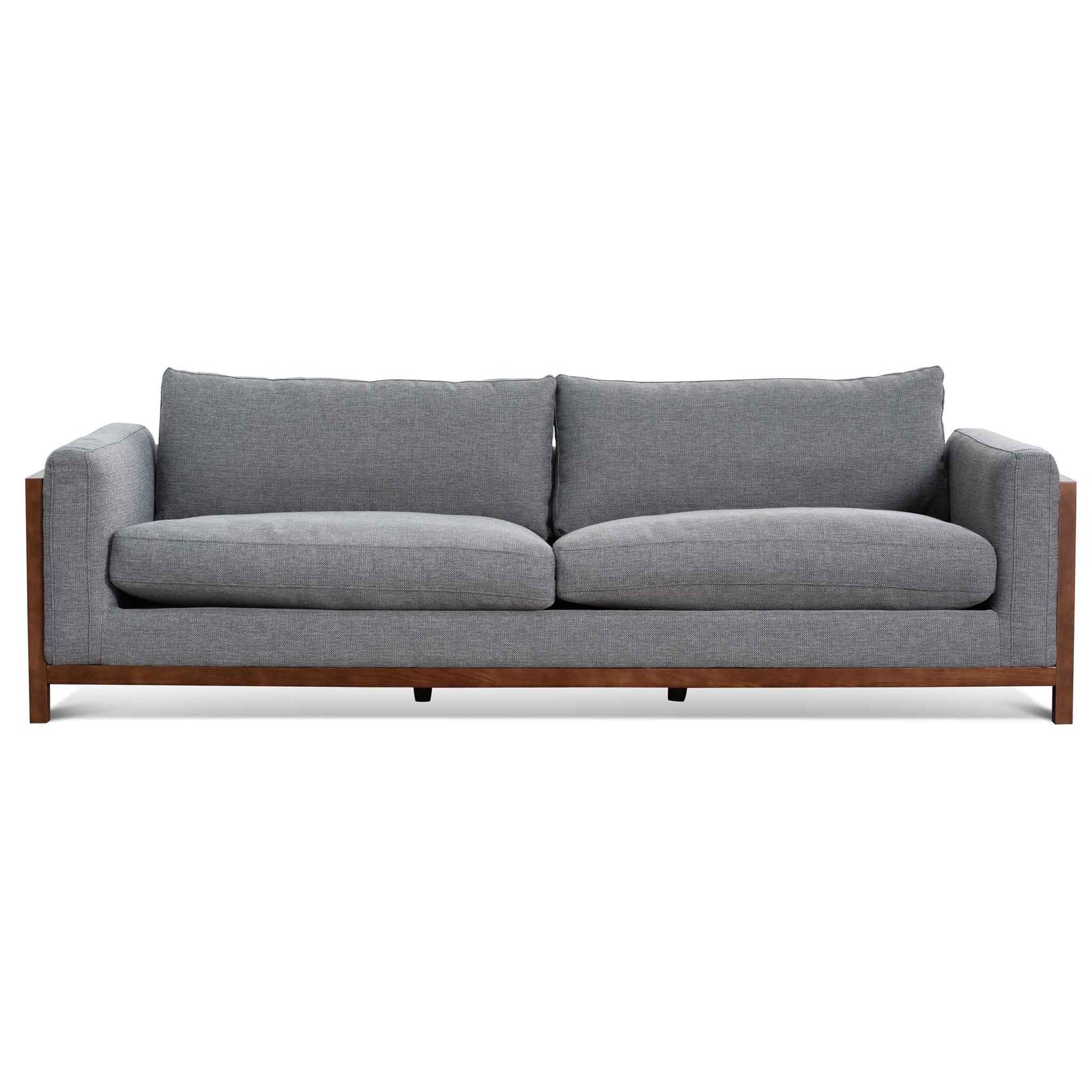 Wilford1 3 Seater Fabric Sofa - Graphite Grey with Walnut Frame - Last One