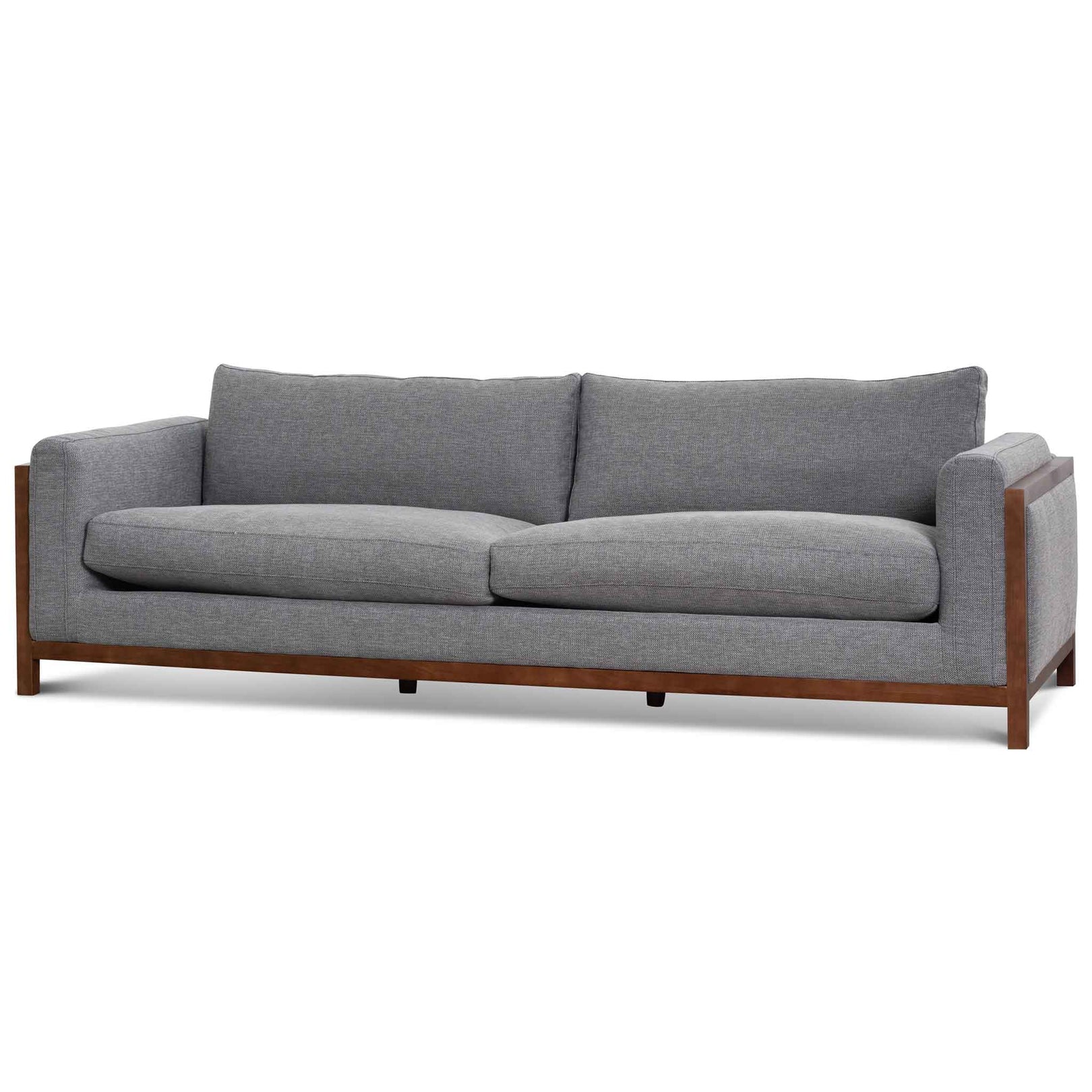 Wilford1 3 Seater Fabric Sofa - Graphite Grey with Walnut Frame - Last One