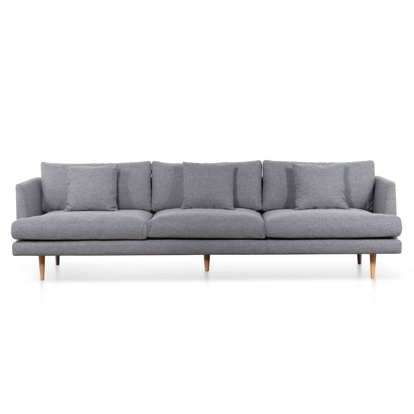 Denmark 4 Seater Fabric Sofa - Graphite Grey and Natural Legs