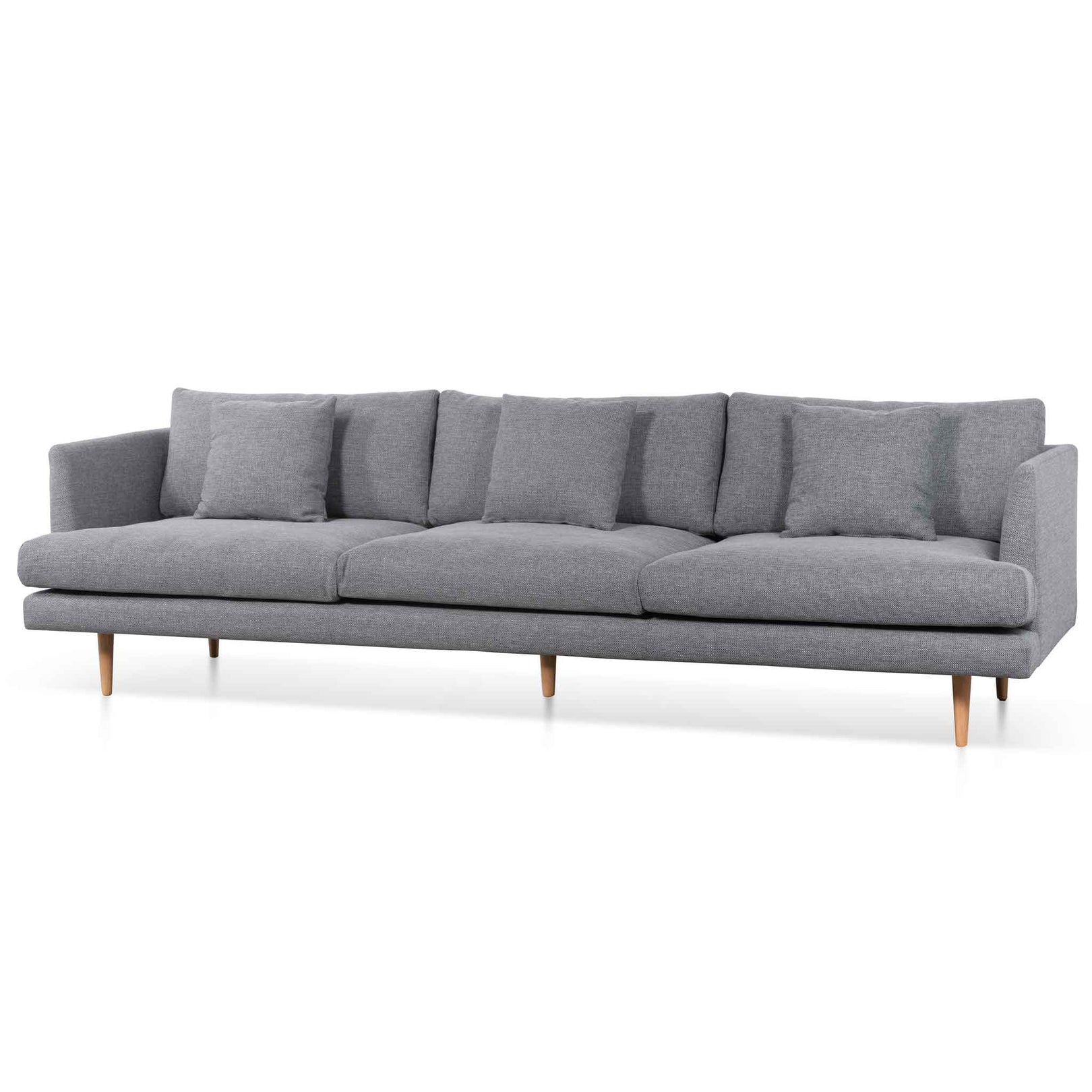 Denmark 4 Seater Fabric Sofa - Graphite Grey and Natural Legs