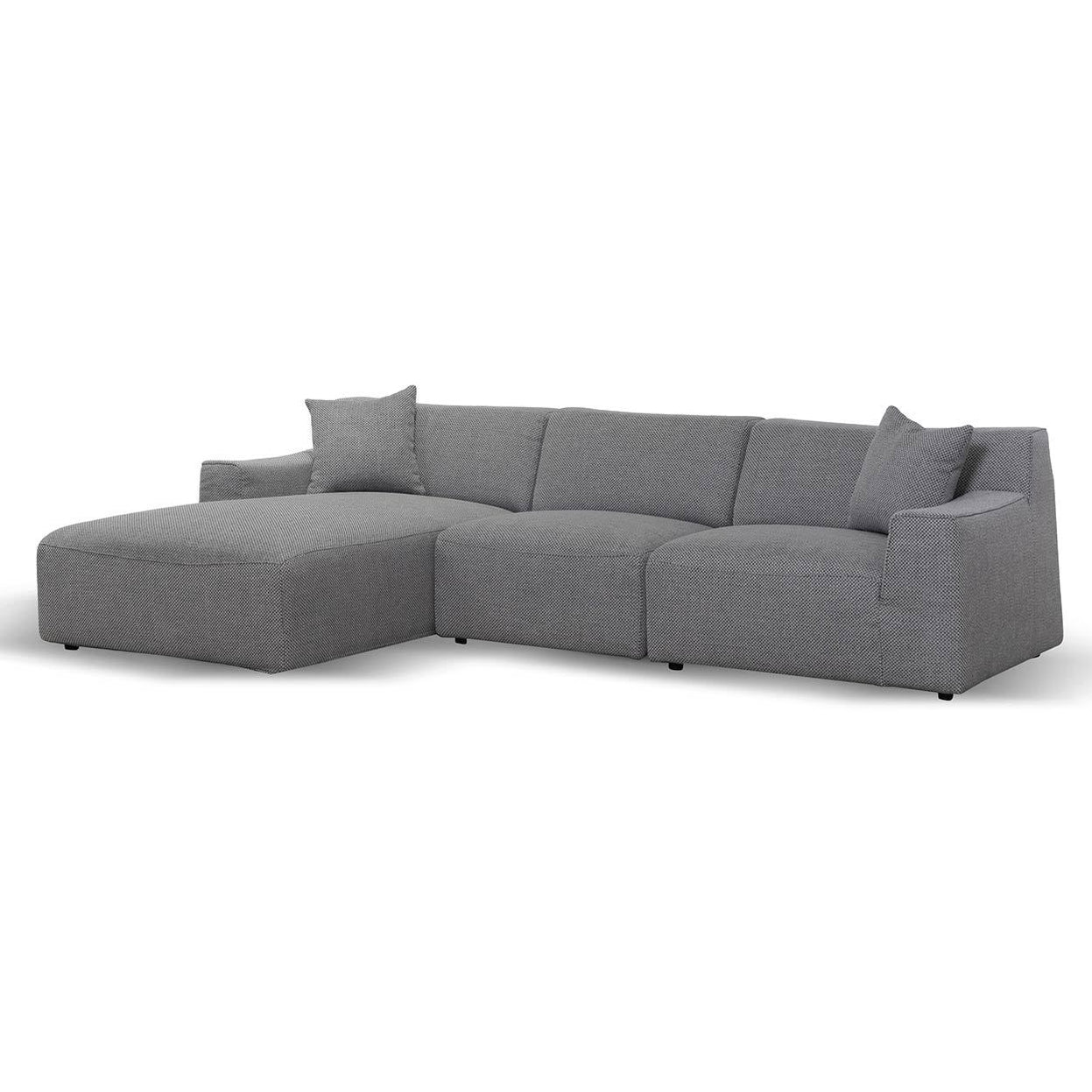 Marlin 3 Seater Left Chaise Fabric Sofa - Noble Grey