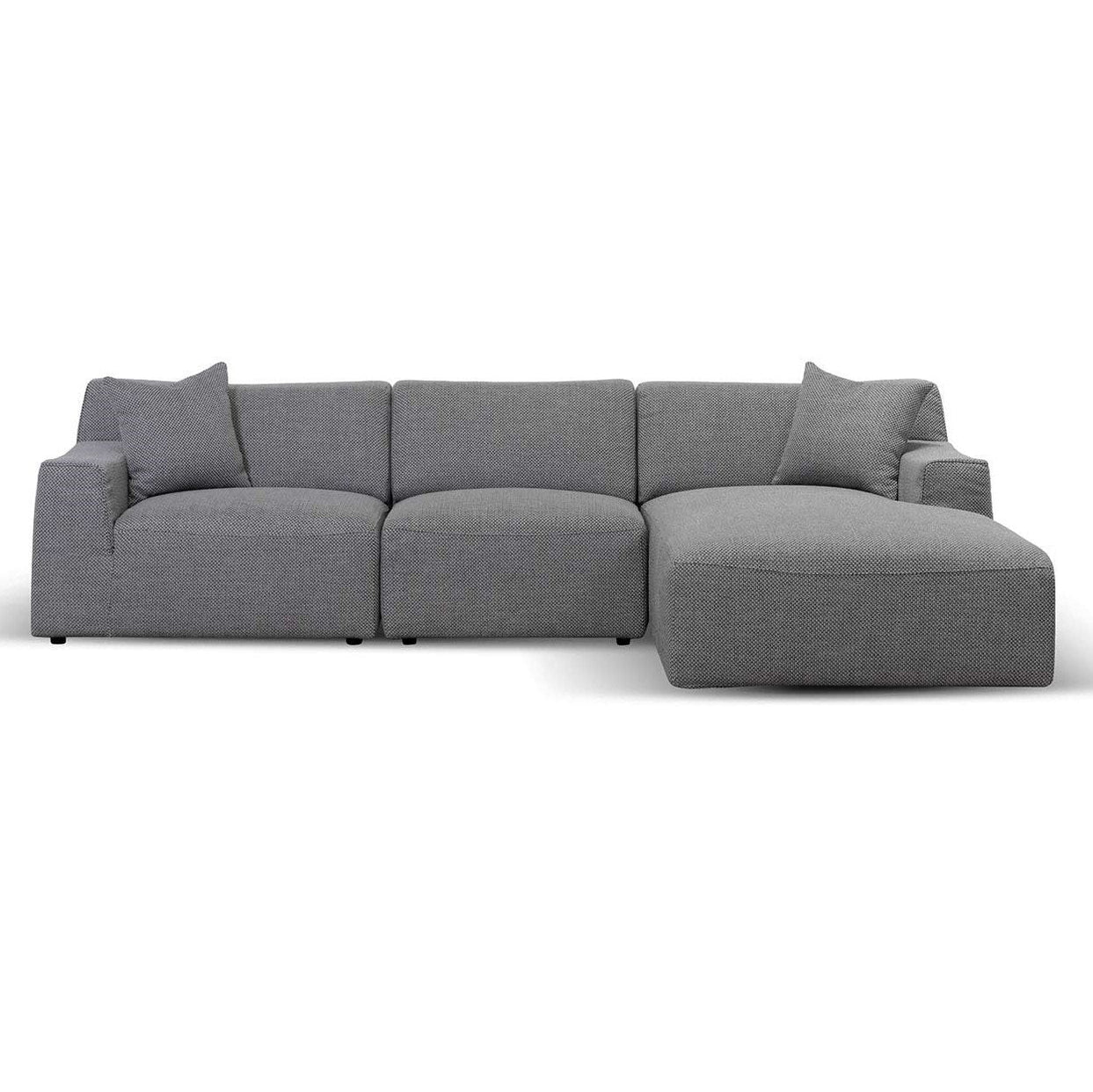 Ex Display - Marlin 3 Seater Right Chaise Fabric Sofa - Noble Grey (South Melbourne)