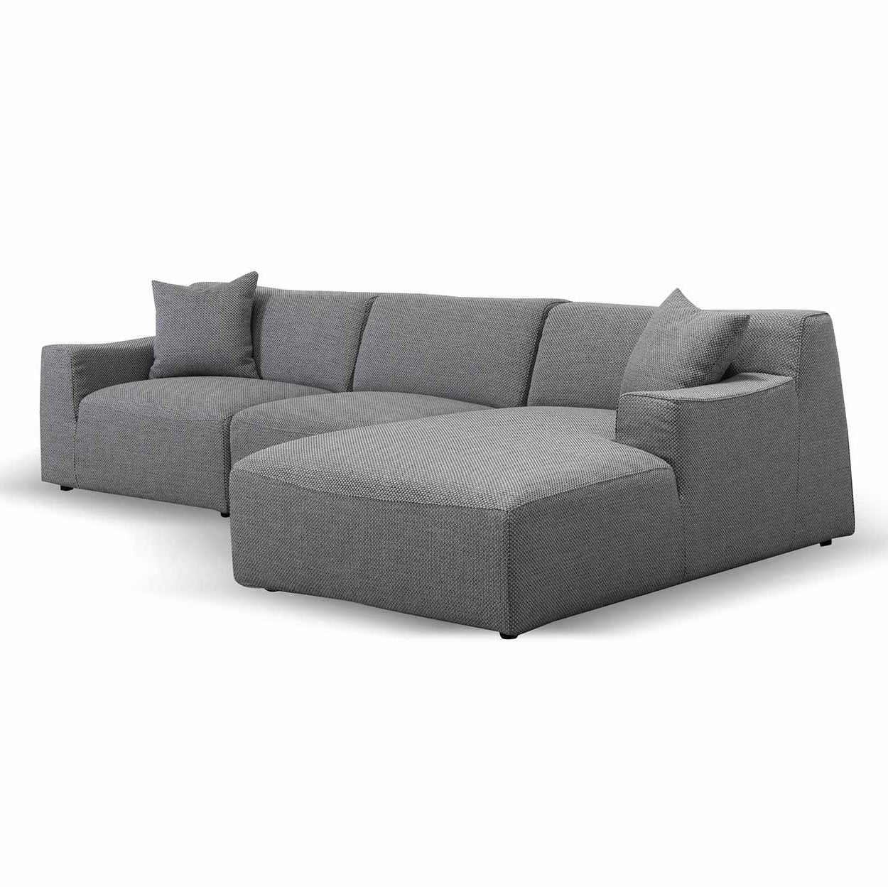 Marlin 3 Seater Right Chaise Fabric Sofa - Noble Grey