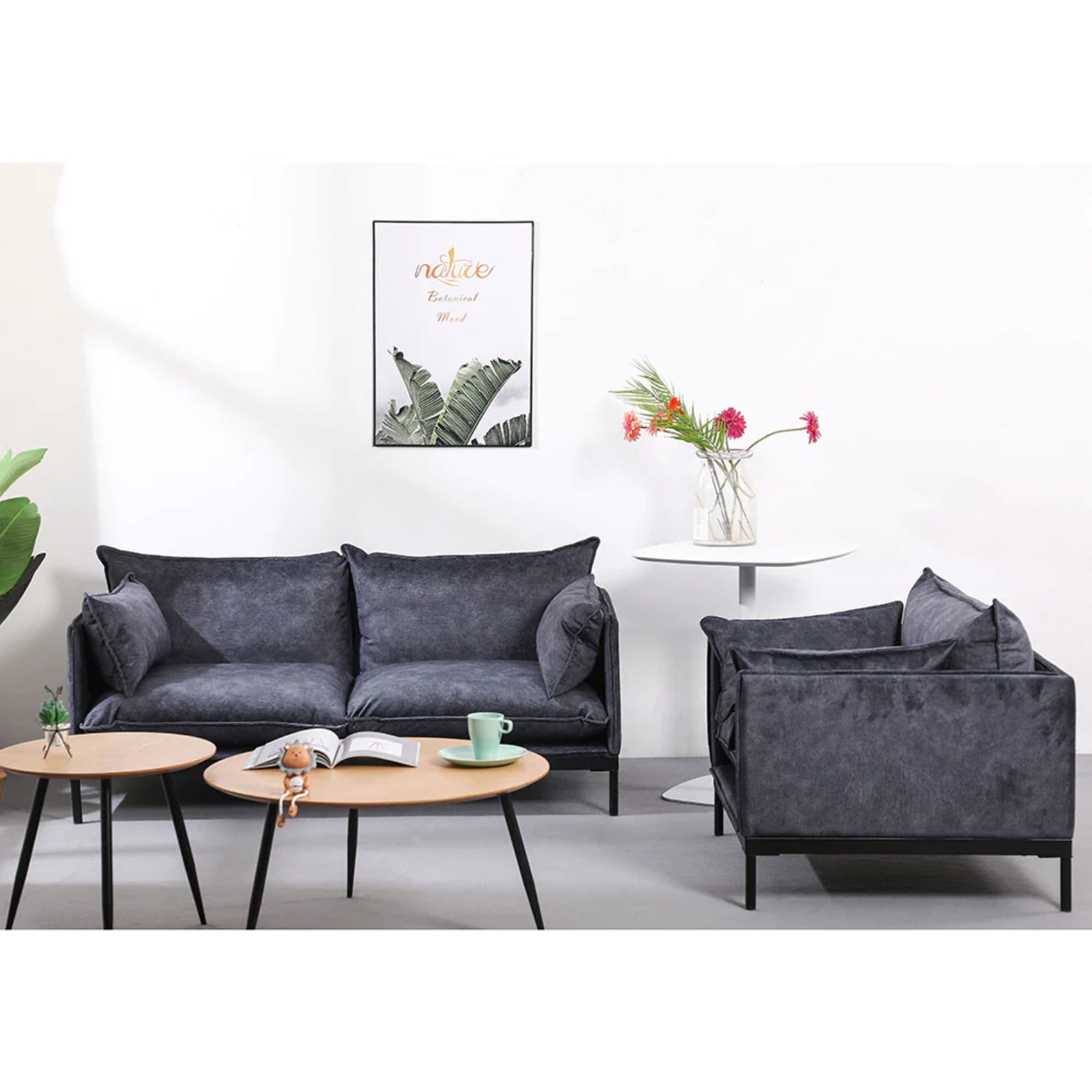 Clair 2 Fabric Seater Sofa -Slate