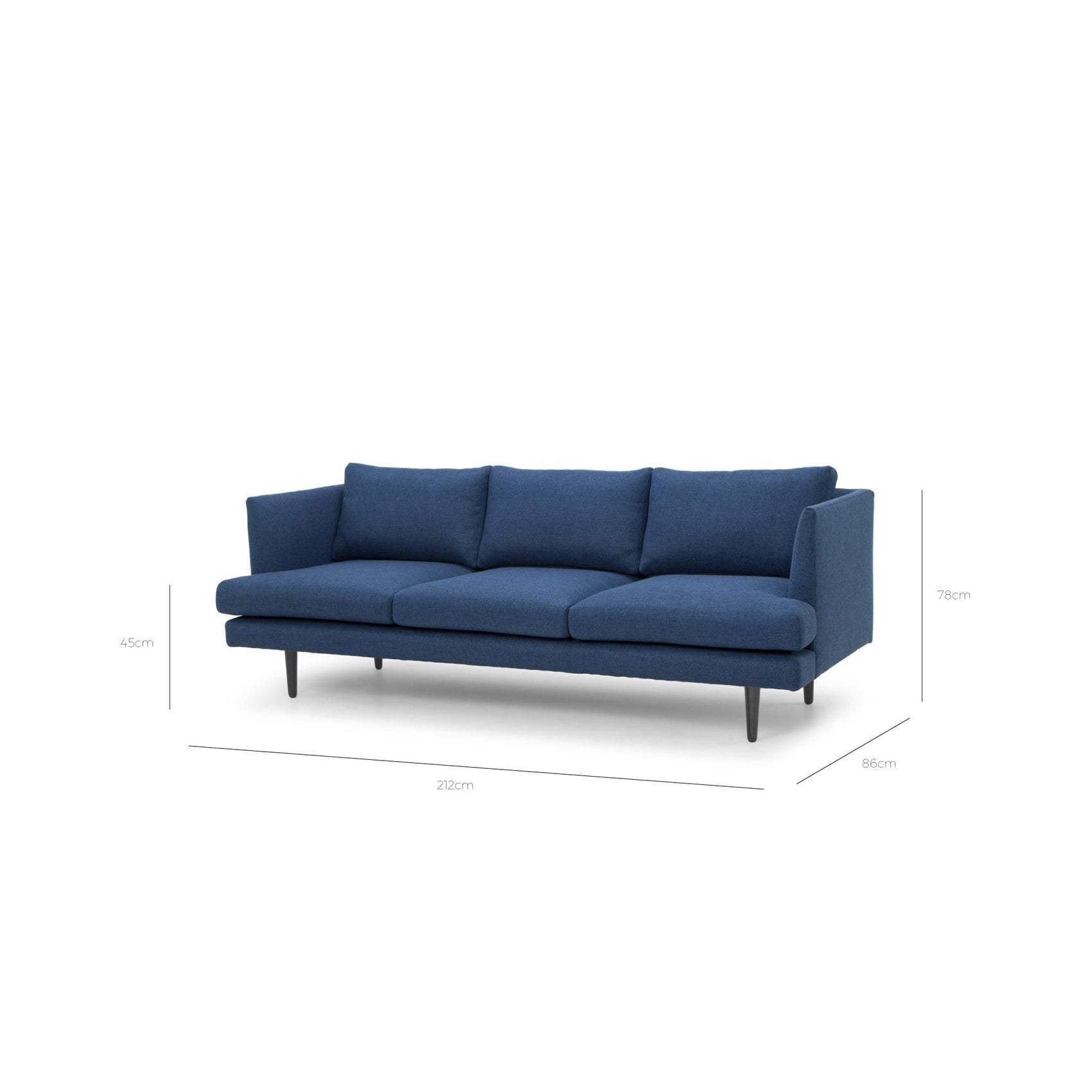 Denmark 3 Seater Fabric Sofa - Navy