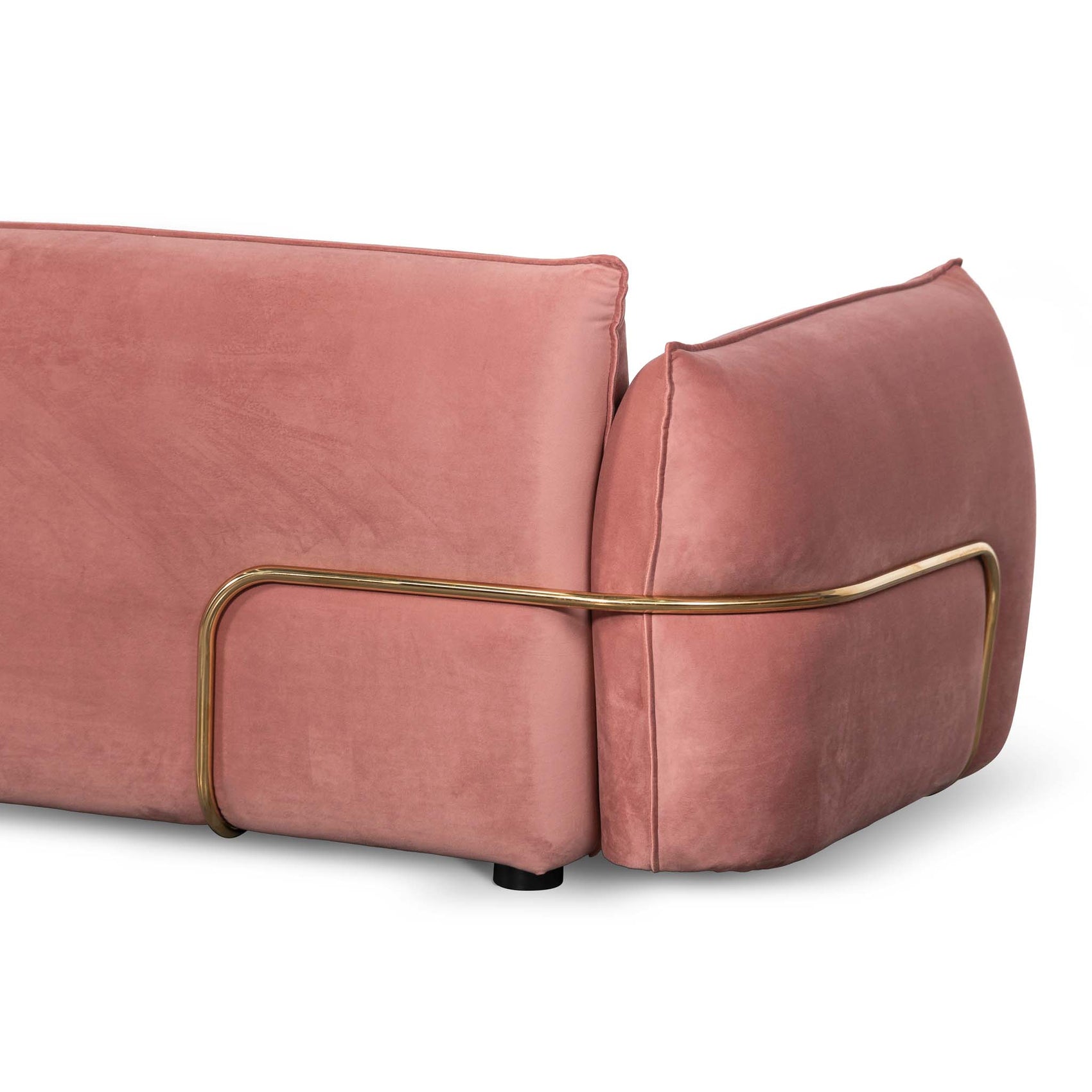 Ferrell 3 Seater Sofa - Blush Pink Velvet With Brass Frame