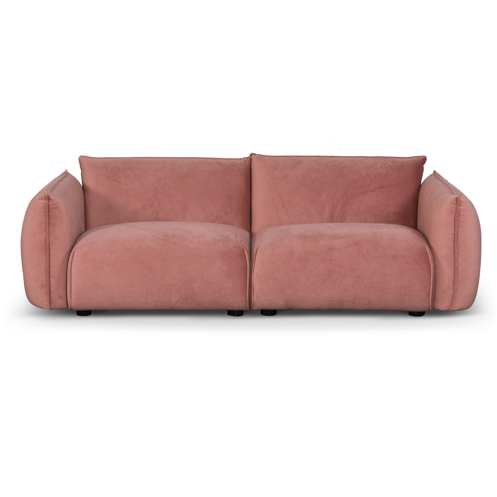 Ferrell 3 Seater Sofa - Blush Pink Velvet With Brass Frame