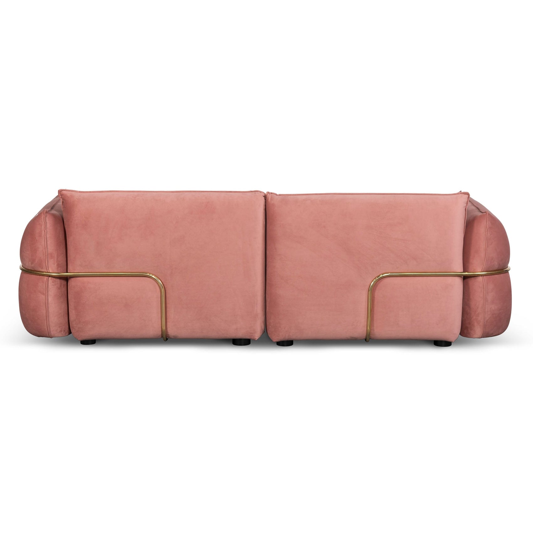 Ferrell 3 Seater Sofa - Blush Pink Velvet With Brass Frame