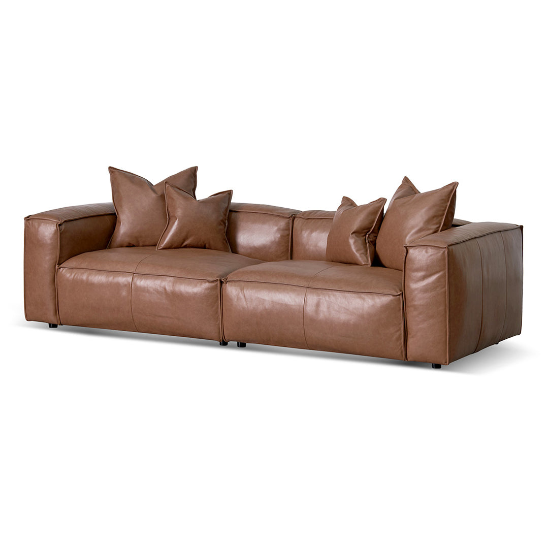 Loft 4 Seater Sofa with Cushion and Pillow - Caramel Brown