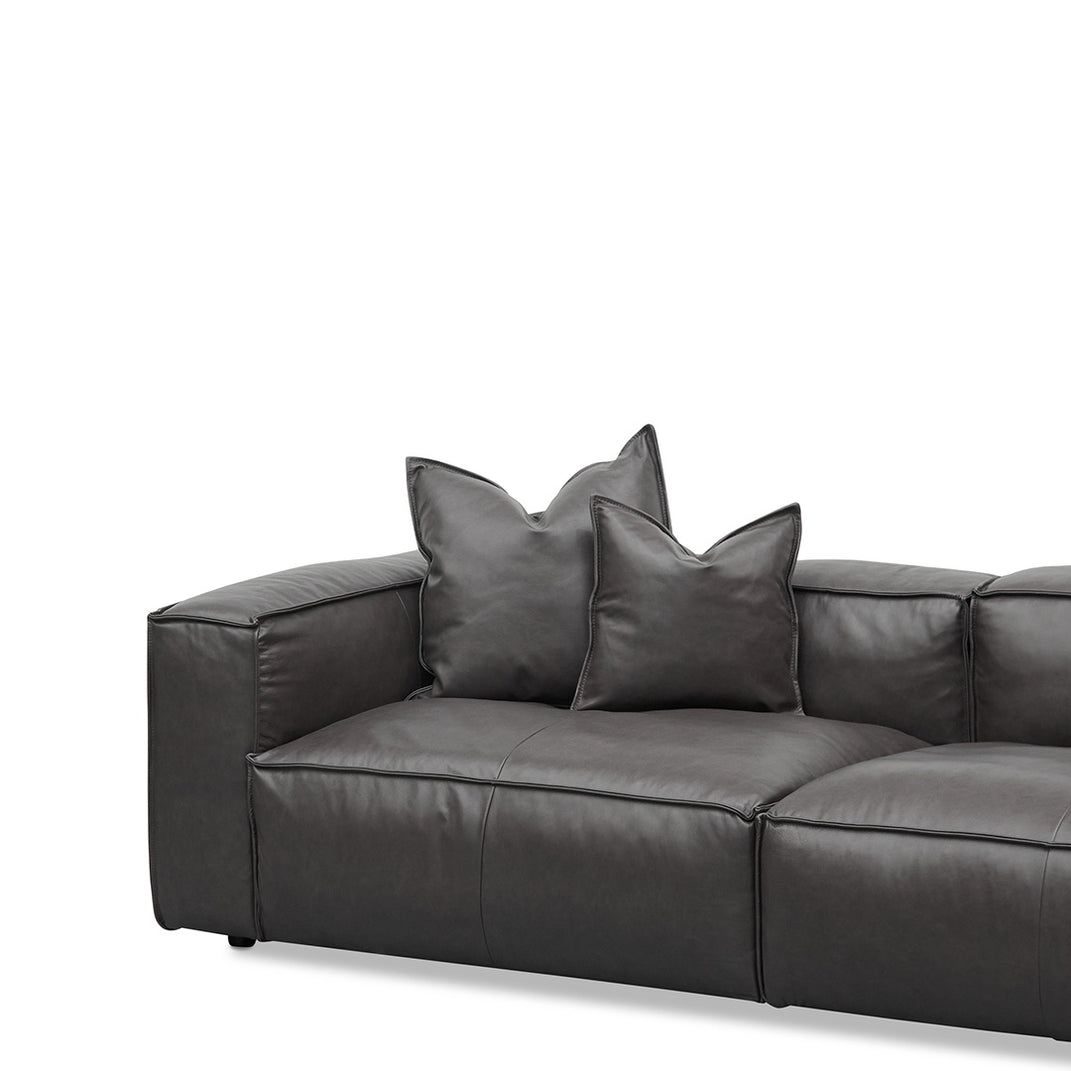 Loft 4 Seater Sofa with Cushion and Pillow - Shadow Grey Leather