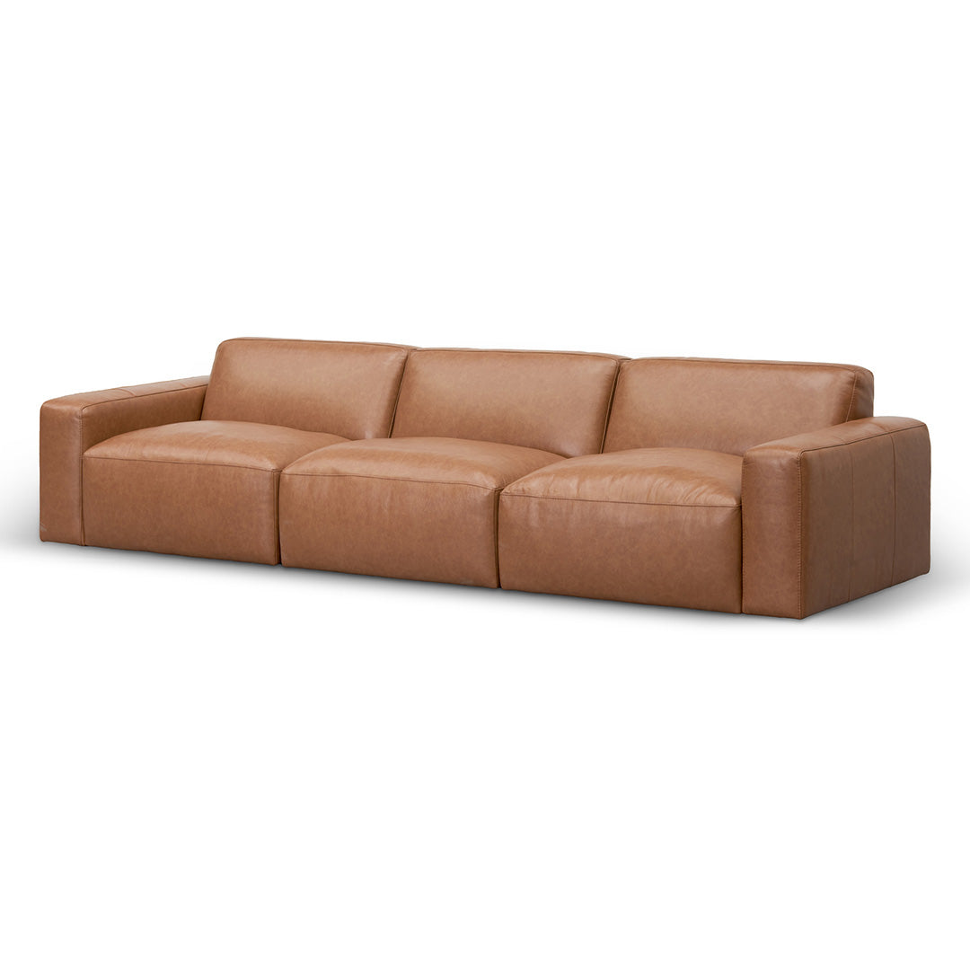 Manuela 4 Seater Sofa - Caramel Brown Leather