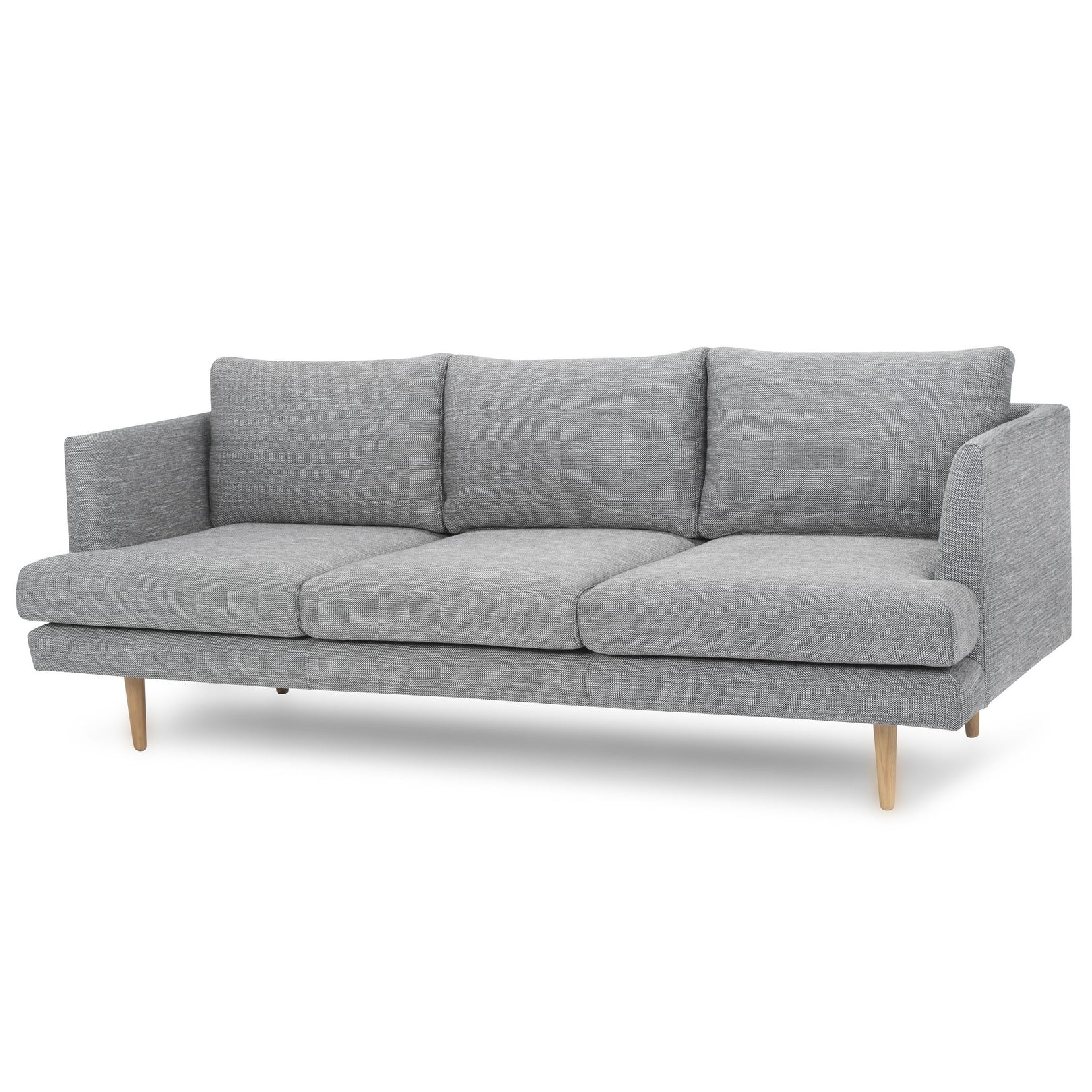 Denmark 3 Seater Fabric Sofa - Graphite Grey - Natural Legs