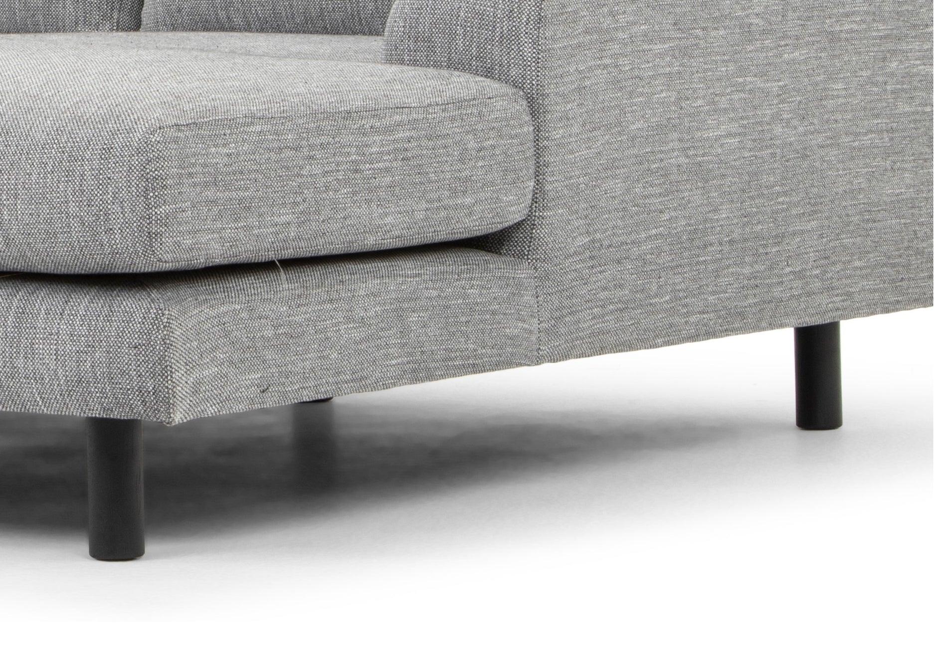 Sonia 3 Seater Right Chaise Fabric Sofa - Graphite Grey with Black Legs