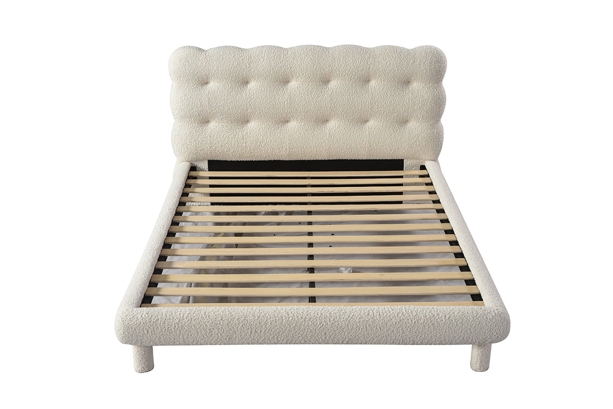 Light luxury Teddy fabric bed frame low platform bed