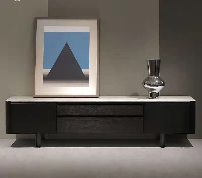 Italian Minimalist Natural Marble TV Cabinet