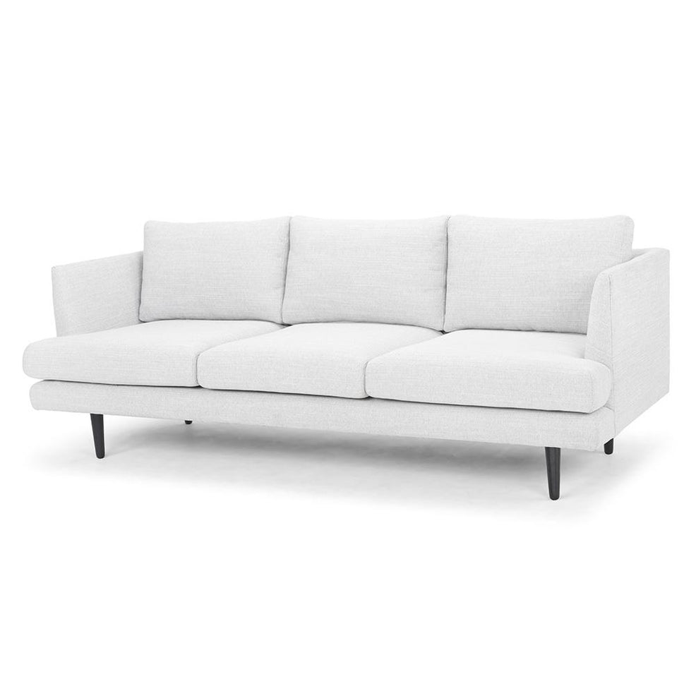 Denmark 3 Seater Fabric Sofa - Light Texture Grey with black legs