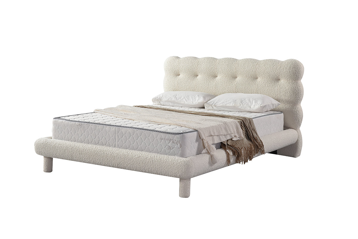 Light luxury Teddy fabric bed frame low platform bed