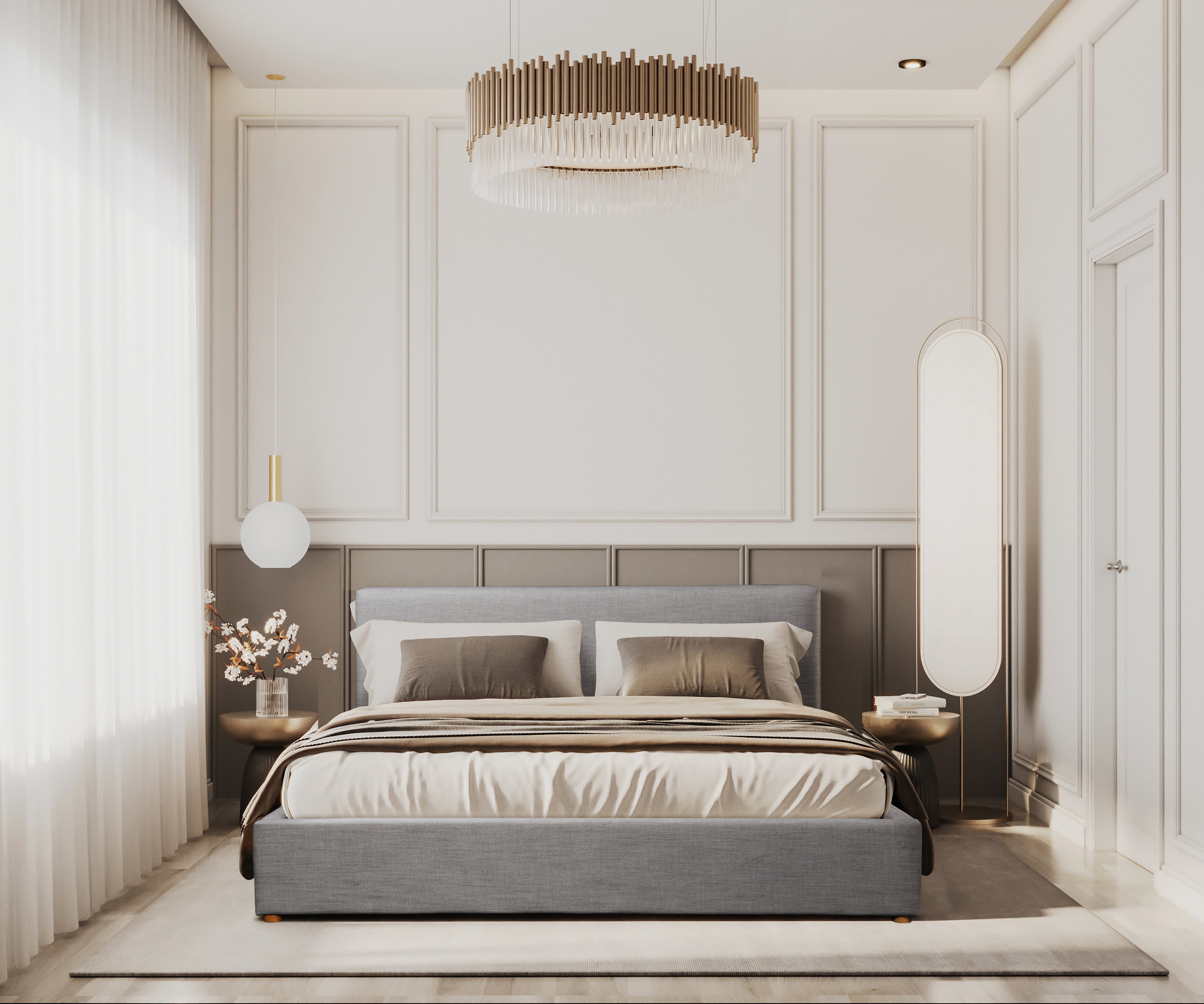Light gray bed