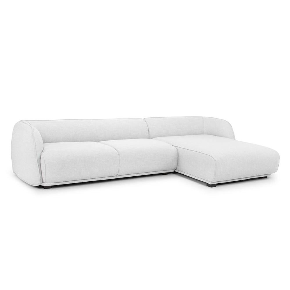 Troy 3 Seater Right Chaise Fabric Sofa - Light Texture Grey