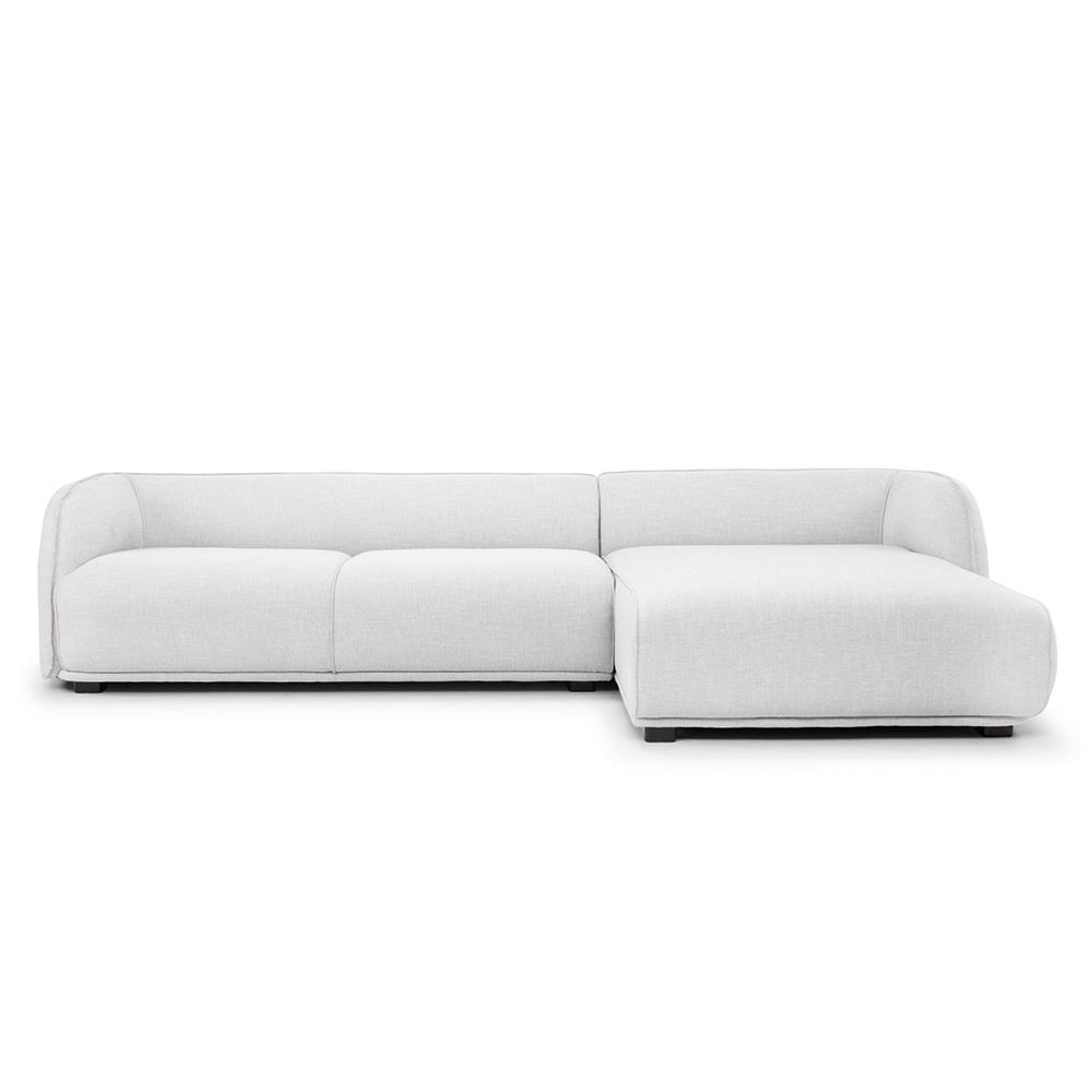 Troy 3 Seater Right Chaise Fabric Sofa - Light Texture Grey